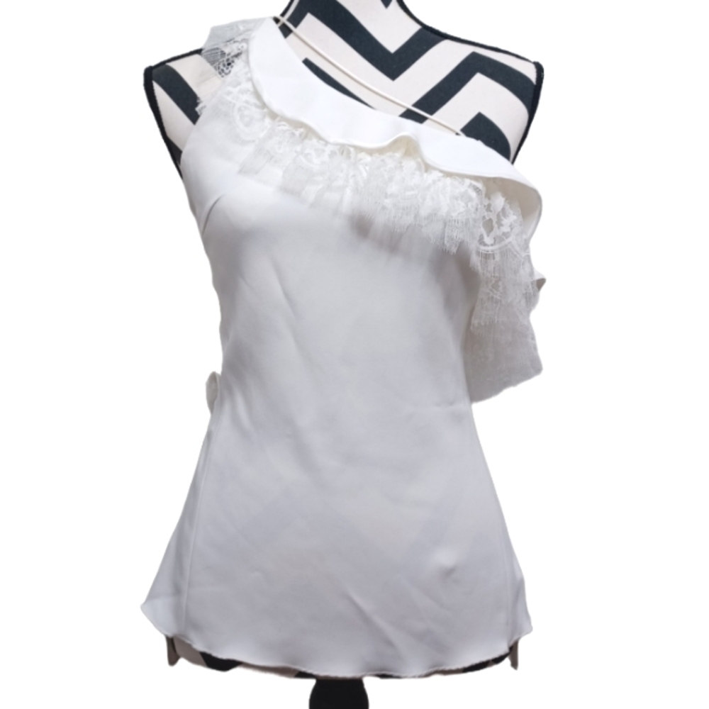 NWT Adam Lippes Strappy Ruffled Lace Trim Top - Picture 4 of 14